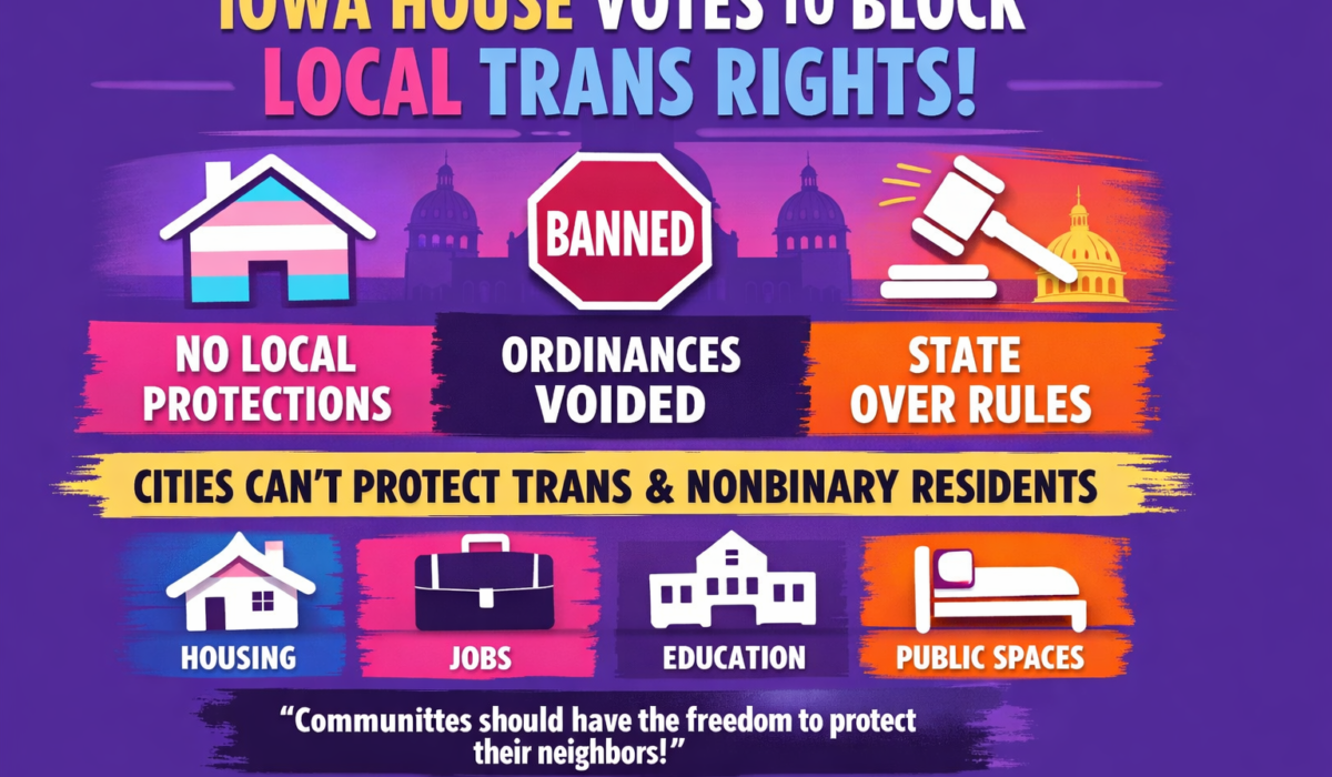 Iowa House Moves to Block Local Trans and Nonbinary Civil Rights Protections